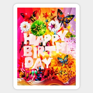 4 elements Happy birthday Sticker